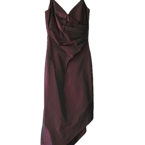 LAUDRY by Shelli Segal Asymmetrical front Party Dress / Burgundy / US 2 - Picture 1 of 14